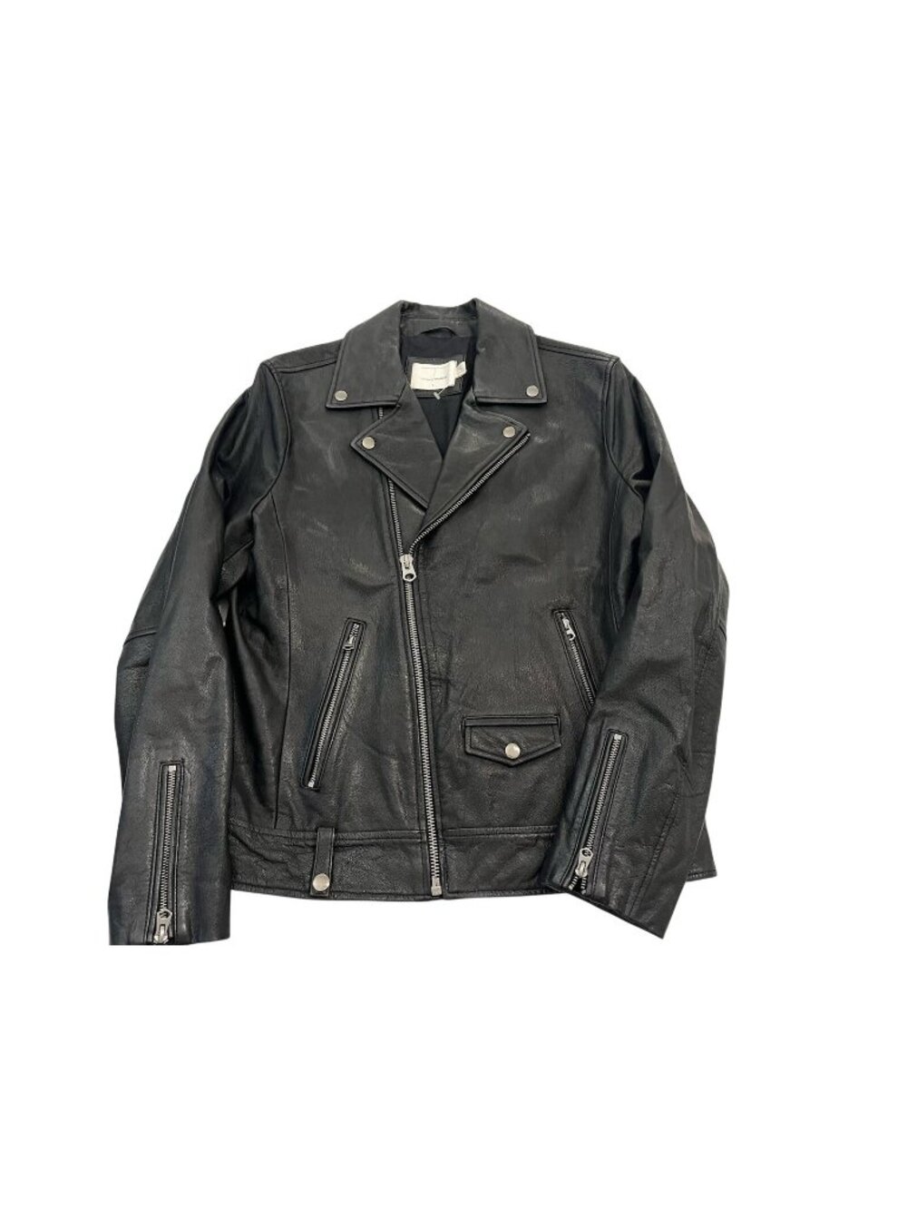 TOPMAN Premium NWOT Black biker jacket Size Small GOAT Leather (Allsaints Like)